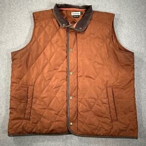 Tom Beckbe Quilted Vest Men's XXL Brown Zipper and Snap Close